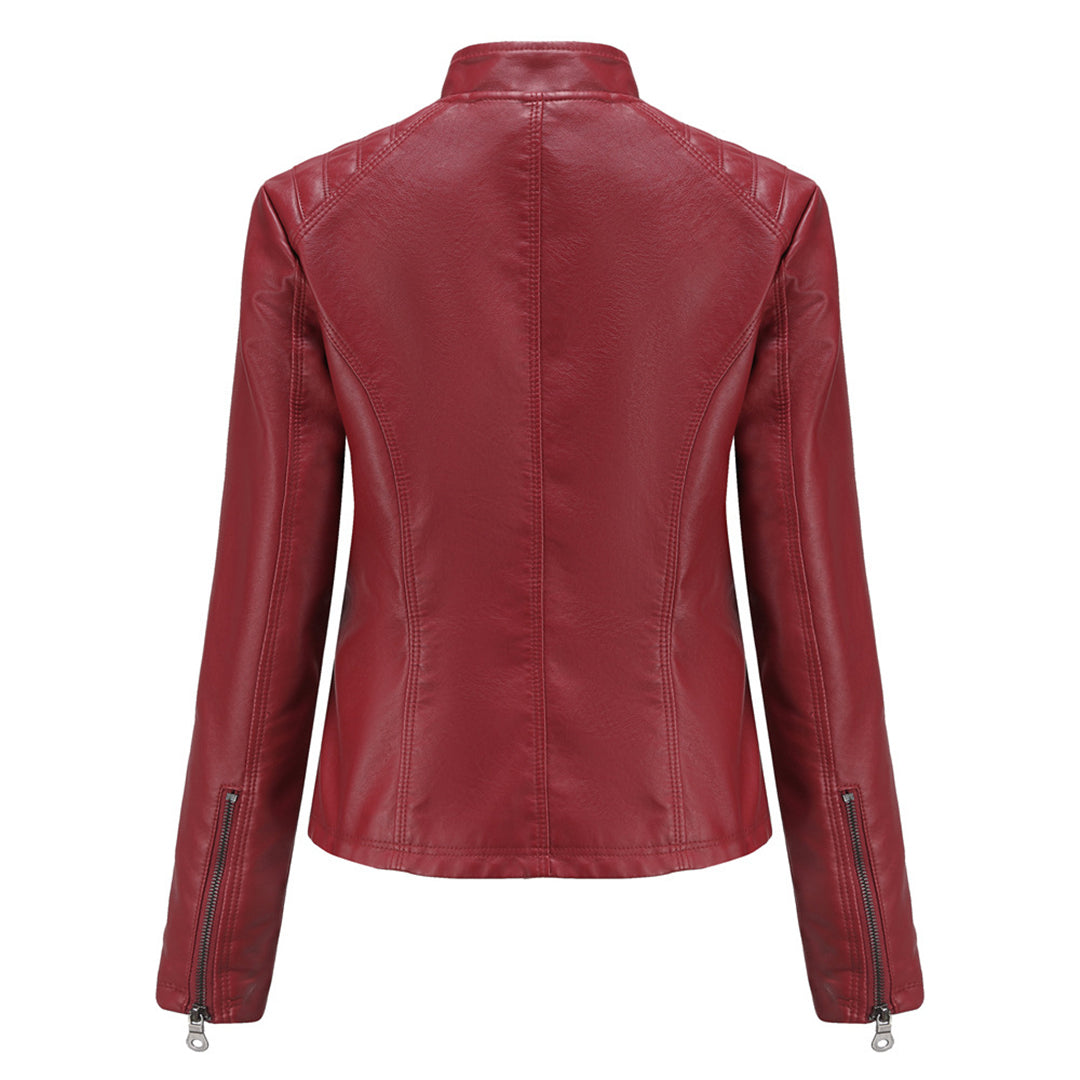 Elfreda – Schlanke Lederjacke mit Stehkragen
