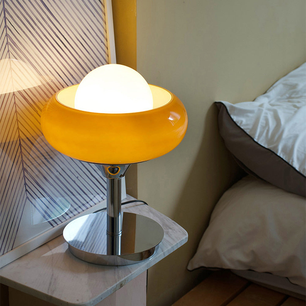 LumiBauhaus - Vintage Glas-Tischleuchte Gelb