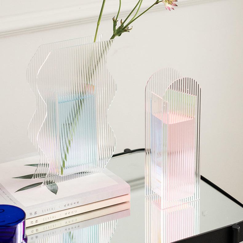 Fluted Acrylic Vase | Ribbed Cut Acrylic Flower Vase | Modern Home Accessories