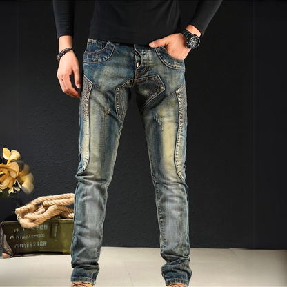 Mayer – Klassische Denim-Jeans mit Patchwork-Design