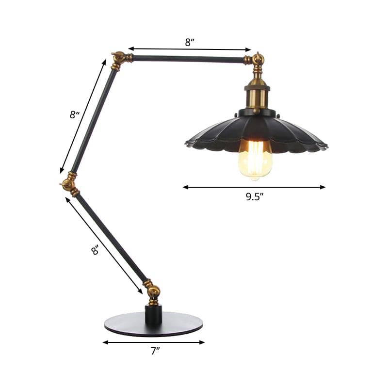 LichtStil - Verstellbare Vintage-Lampe mit gewelltem Metallschirm