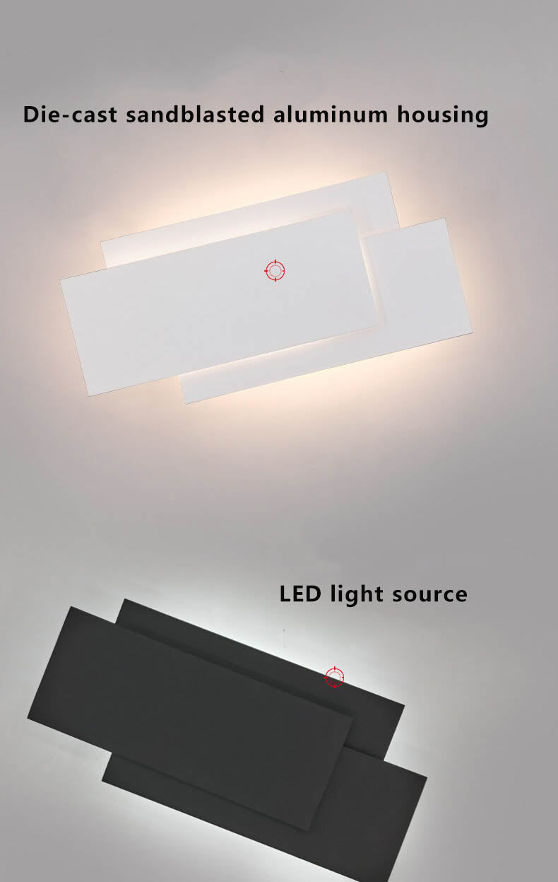 LumiNova - Minimalistische vierkante gestapelte LED-Wandlampe aus Aluminium
