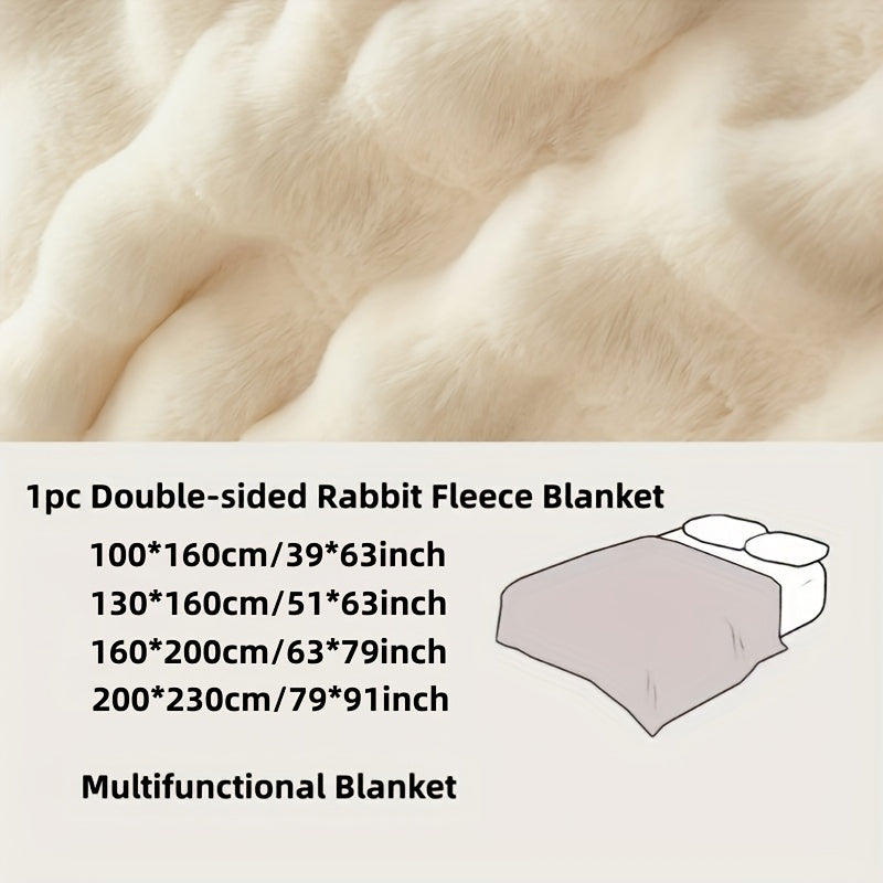 Doppelseitige Faux-Rabbit-Fleecedecke – Weiche, Warme Decke für Schlafzimmer, Sofa und Reisen