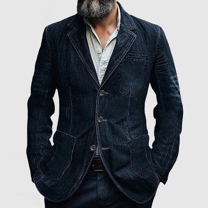 Kass – Herren Casual Denim Blazer mit Reverskragen