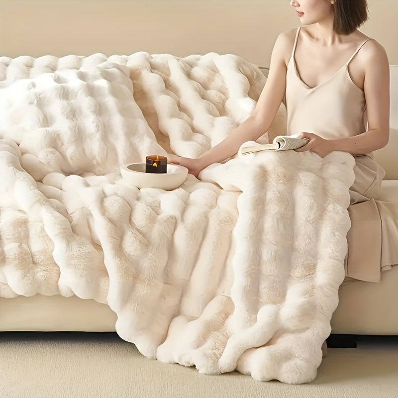 Faux-Kaninchenfell-Decke – Dick & Warm – Weiche Kuscheldecke für Zuhause