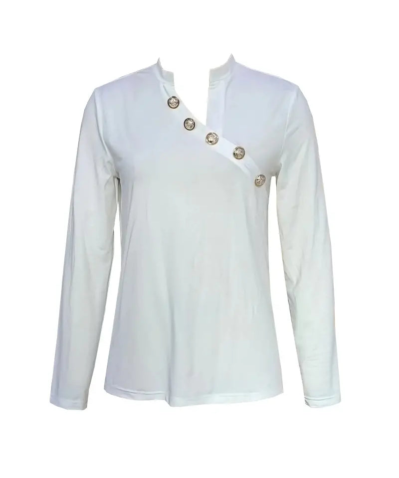 Lorene – Elegant blouse with uneven buttons