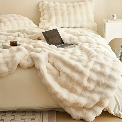 Faux-Kaninchenfell-Decke – Dick & Warm – Weiche Kuscheldecke für Zuhause