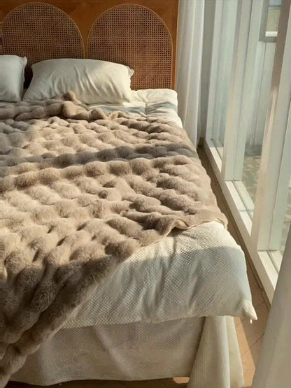 Faux-Kaninchenfell-Decke – Dick & Warm – Weiche Kuscheldecke für Zuhause