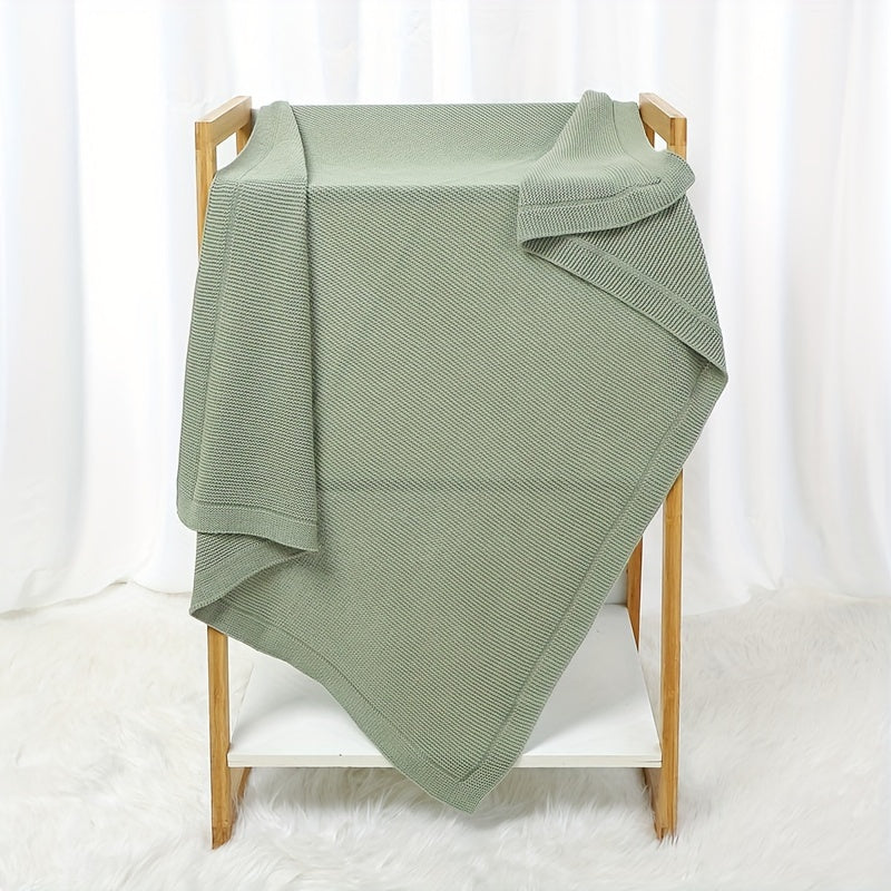 Cotton Knit Wrap Blanket – Soft & Solid Color – With Geometric Pattern