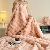 Doppelseitige Faux-Rabbit-Fleecedecke – Weiche, Warme Decke für Schlafzimmer, Sofa und Reisen