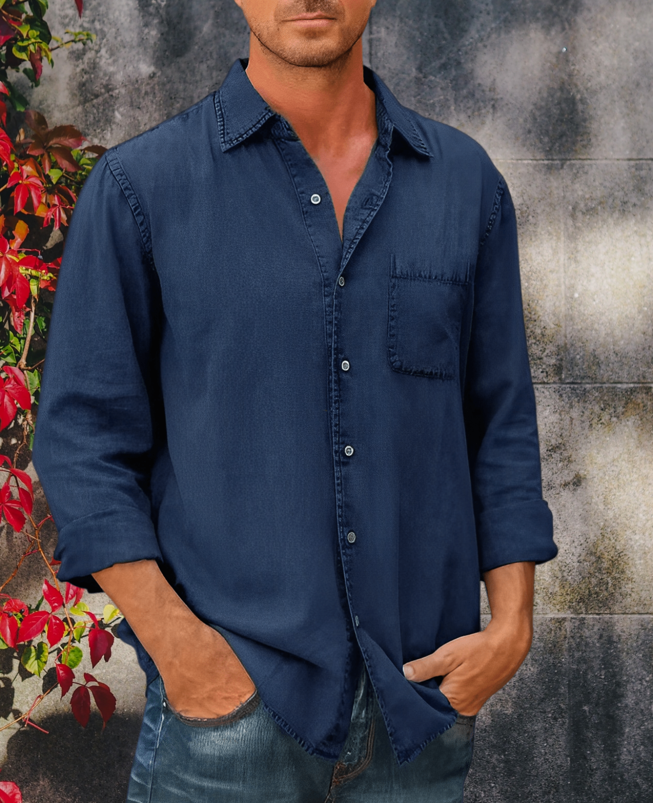Dominik – Lässiges Denim-Hemd mit langen Ärmeln für Herren