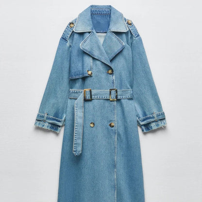 Mereill – Stylischer Denim Trenchcoat für ein zeitloses Outfit