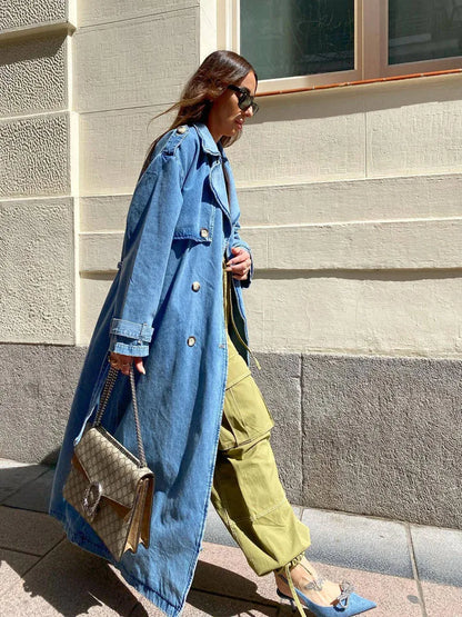 Mereill – Stylischer Denim Trenchcoat für ein zeitloses Outfit