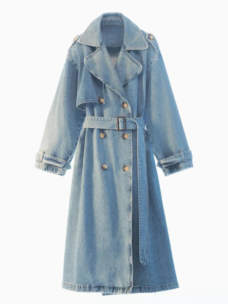 Mereill – Stylischer Denim Trenchcoat für ein zeitloses Outfit