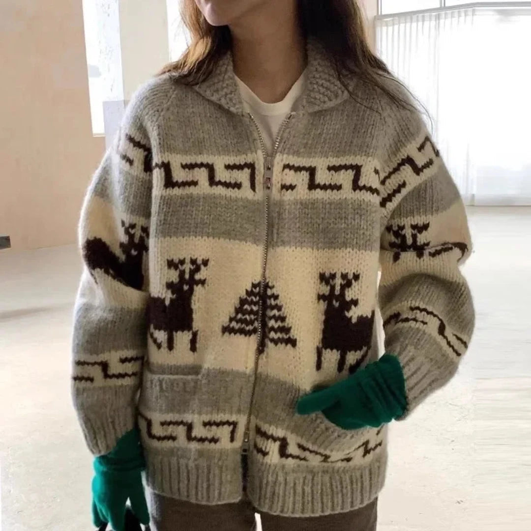 Gemütliche Damen-Weihnachtsjacke im Vintage-Stil aus warmem Material 1