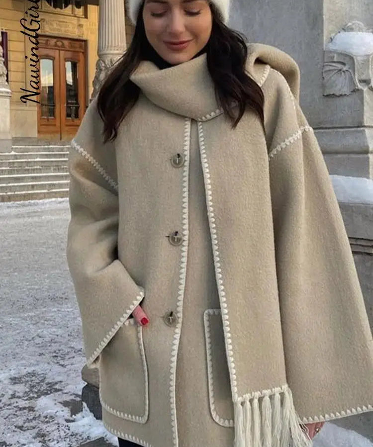 Hermia | Eleganter Damenmantel mit Schal – Stilvoller Wintermantel 1