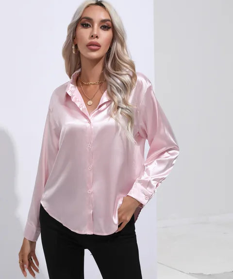 Issa – Elegant Satin Shirt for Women