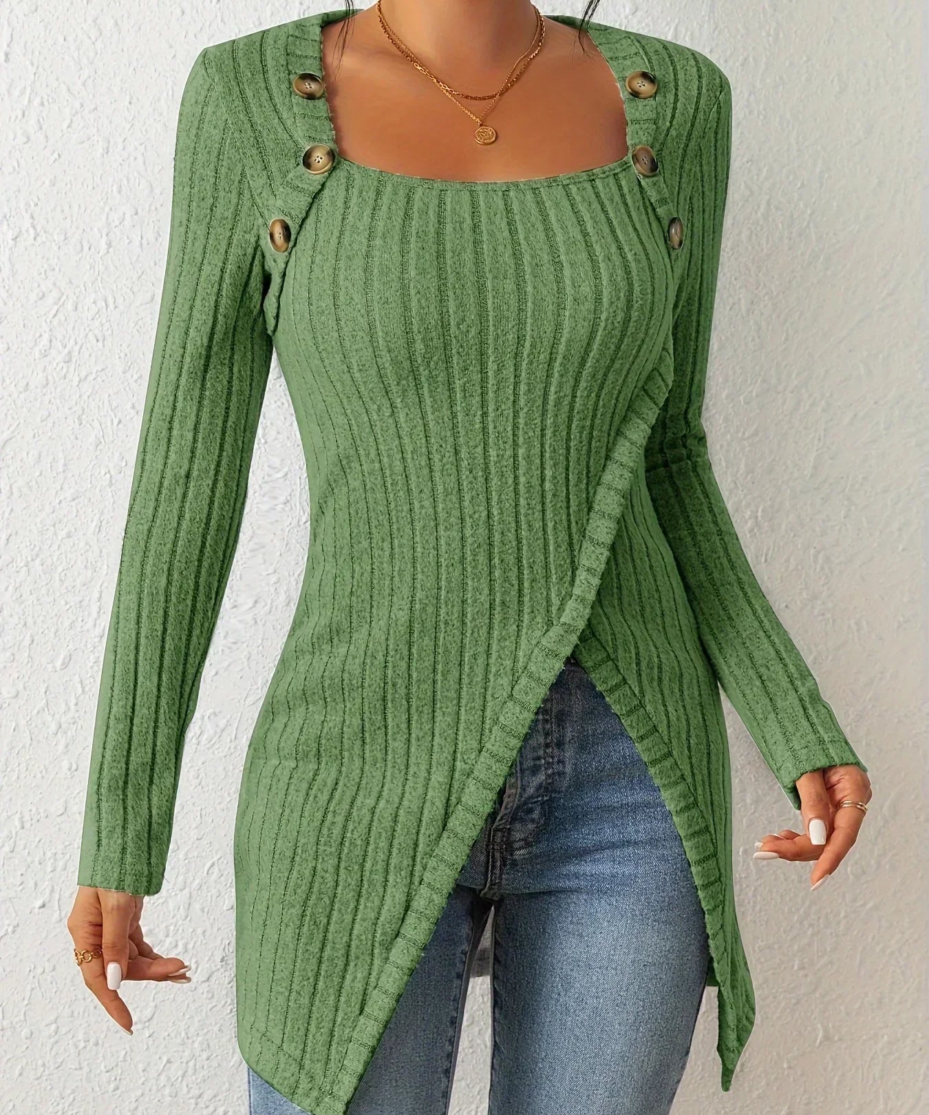 Wilma – Elegantes Top mit verspielten Knöpfen für Damen