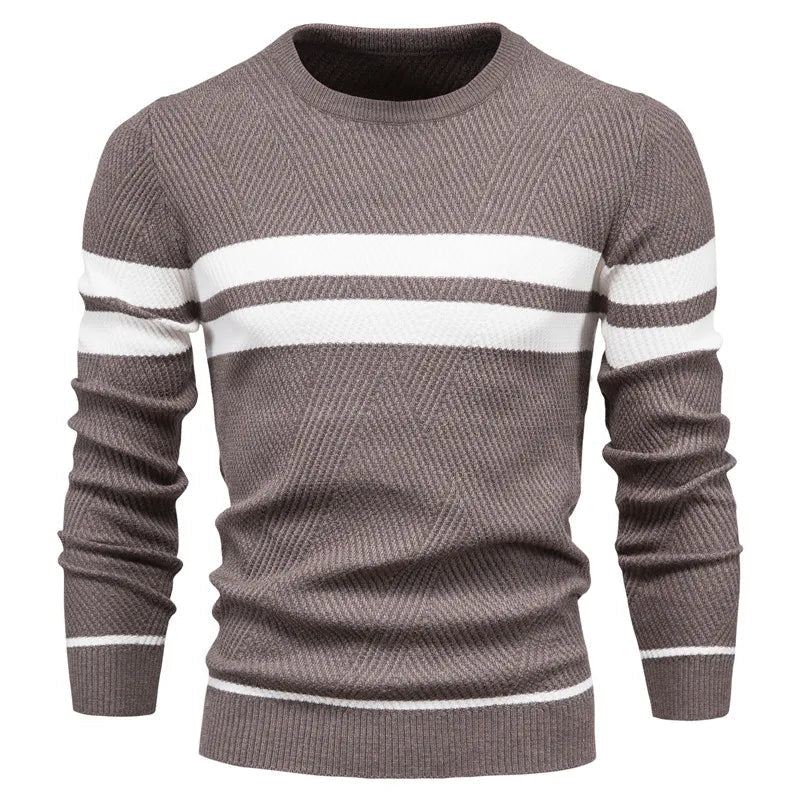 Lukas - Warmer Herren Rundhals-Patchwork Pullover in Schmaler Passform