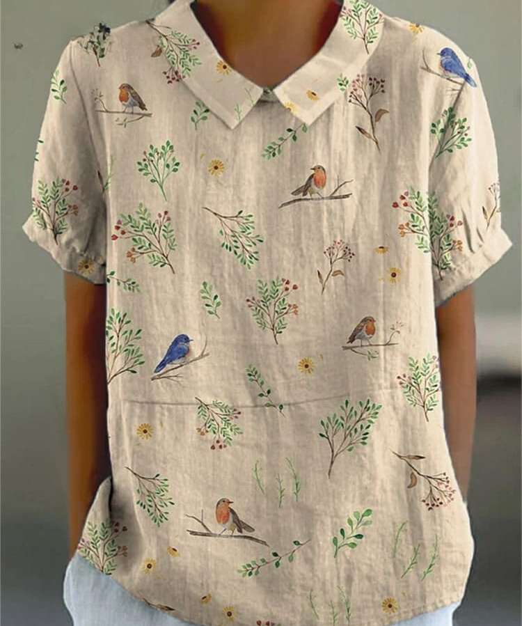 Maya | Lässiges Damenshirt mit Vogel- und Zweigdruck 1