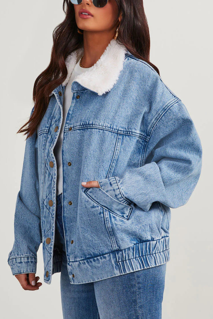 Lorilie – Stilvolle Denimjacke mit Kuscheligem Fleecekragen