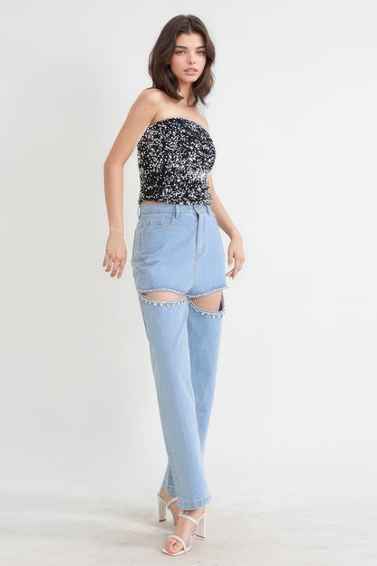 Merlinde Hochtaillierte Jeans mit Cutouts