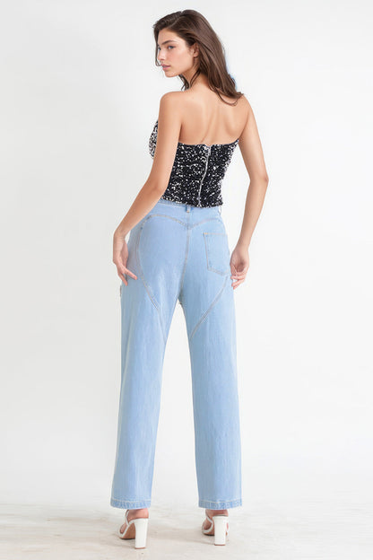 Merlinde Hochtaillierte Jeans mit Cutouts