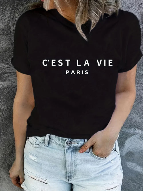 Mila – Paris T-Shirt mit Rundhalsausschnitt für Elegante Looks