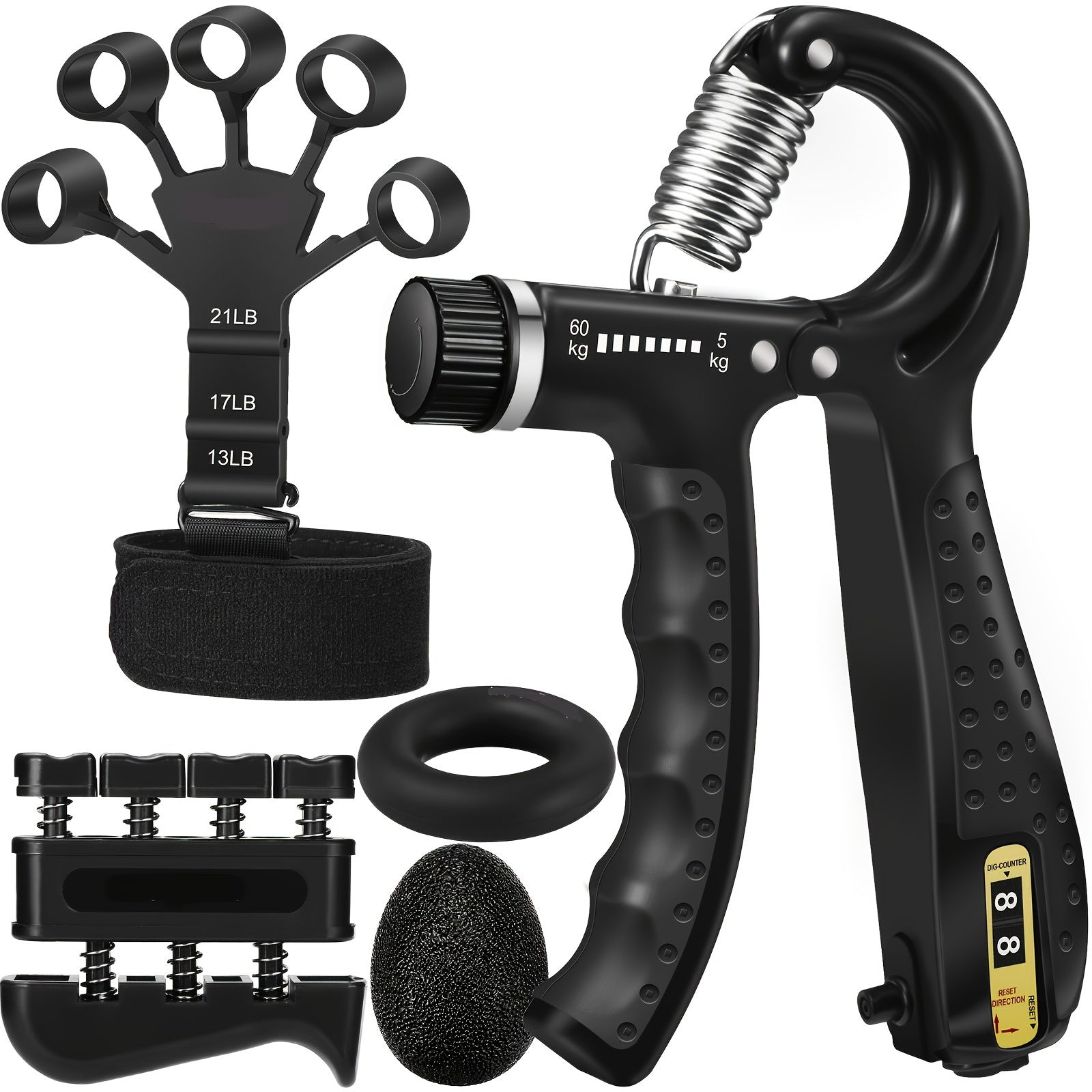 PowerGrip Handtrainingsset – 5 in 1 für starke Hände und Unterarme 0