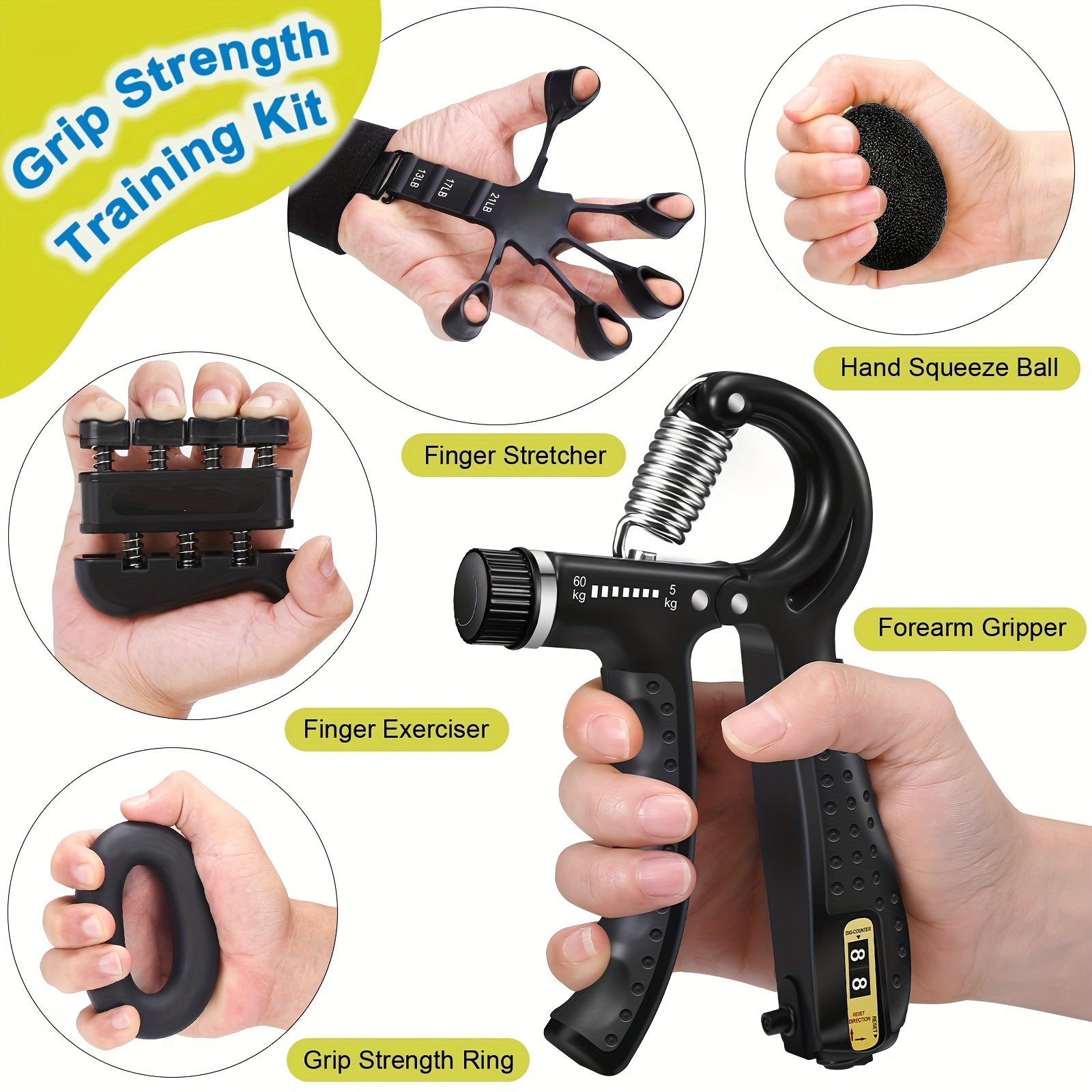 PowerGrip Handtrainingsset – 5 in 1 für starke Hände und Unterarme 1