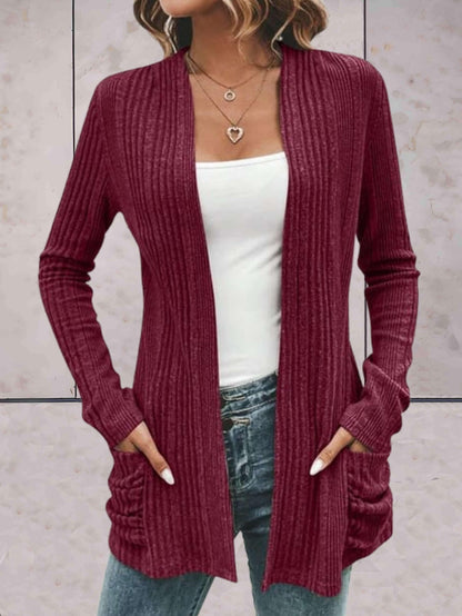 Sheylo – Einfarbiger Strick-Cardigan mit offener Front und Taschen