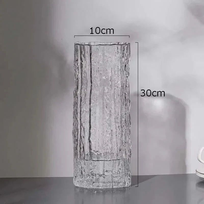 Transparent folded cylindrical glass vase – Elegant accents for your home