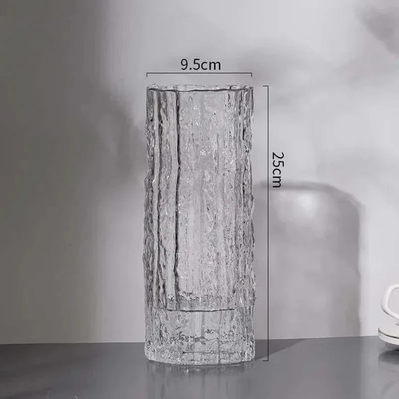 Transparent folded cylindrical glass vase – Elegant accents for your home