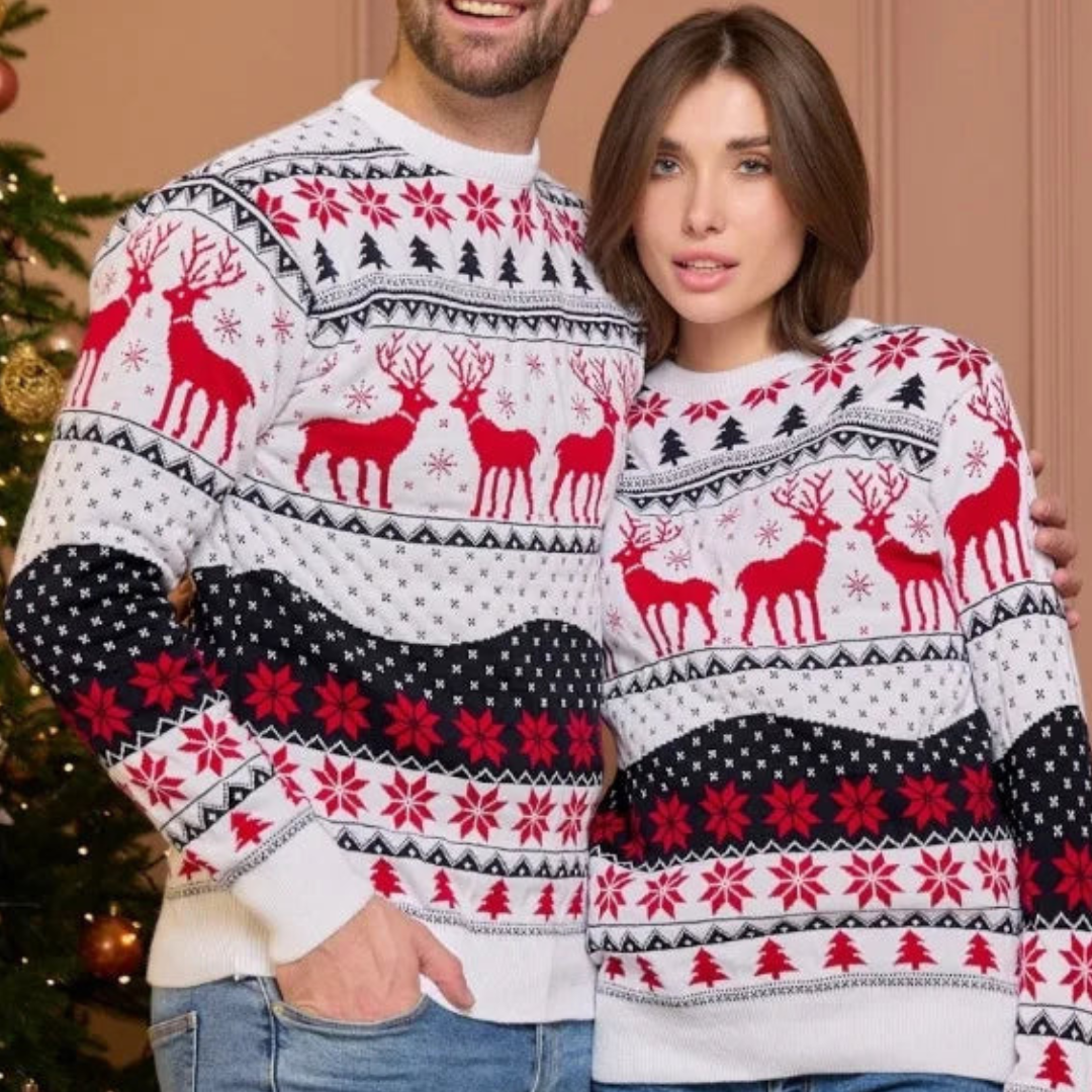 Unisex-Weihnachtspullover mit festlichem Rentiermotiv, warm gestrickt 0