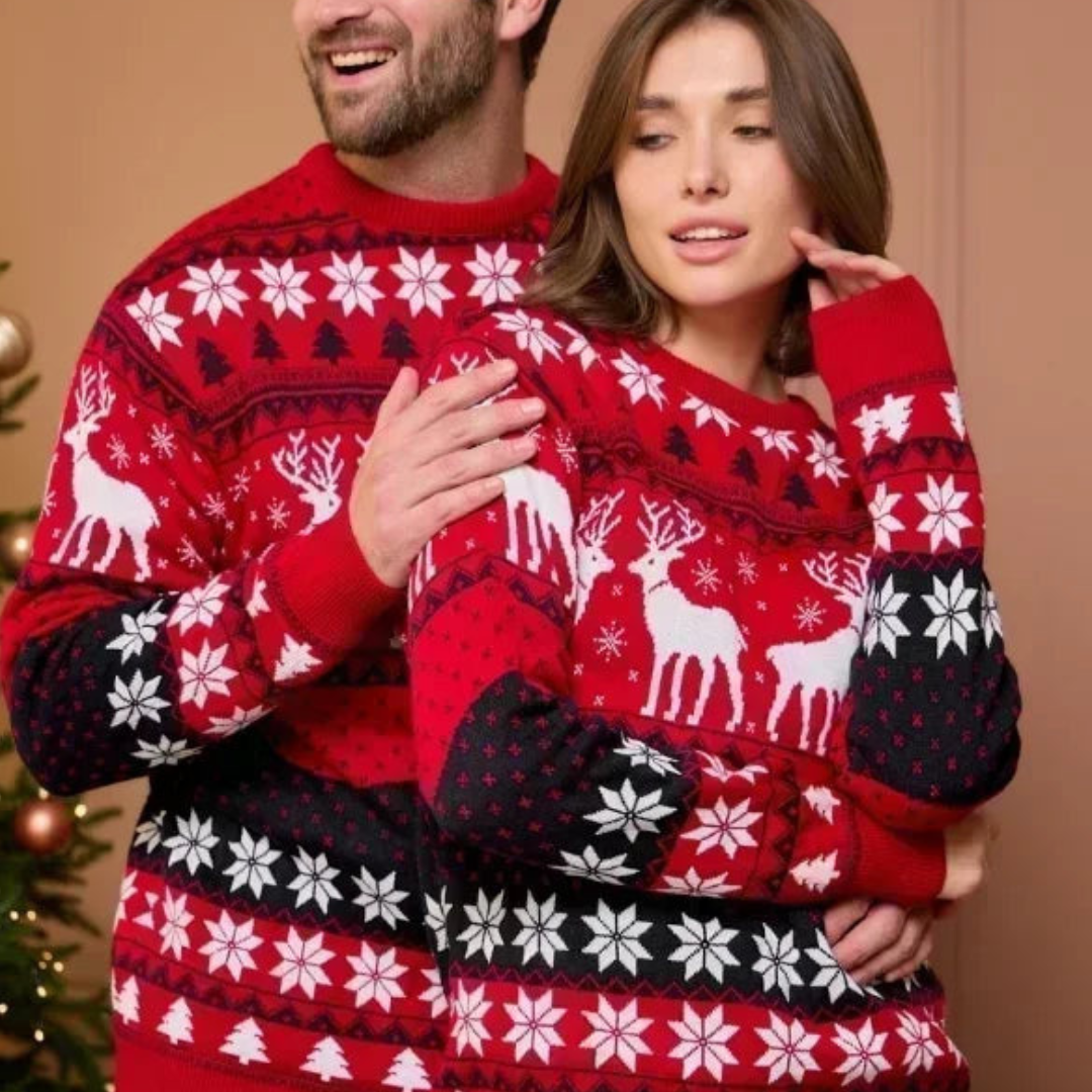 Unisex-Weihnachtspullover mit festlichem Rentiermotiv, warm gestrickt 1