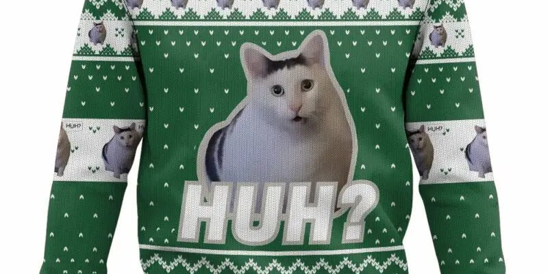 Unisex-Weihnachtspullover mit lustigem Katzenmotiv, warm gestrickt 0