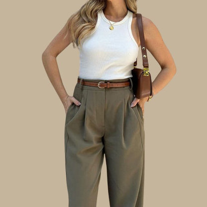 Roswitha High-Waist Cargo-Hose mit Reißverschluss