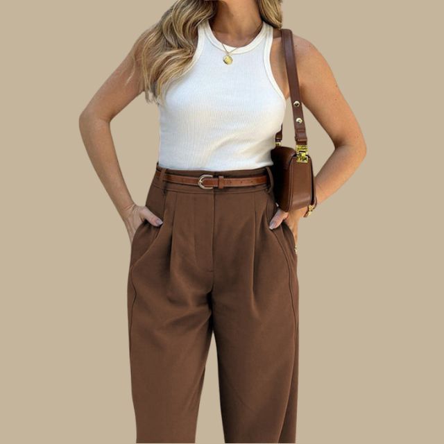 Roswitha High-Waist Cargo-Hose mit Reißverschluss