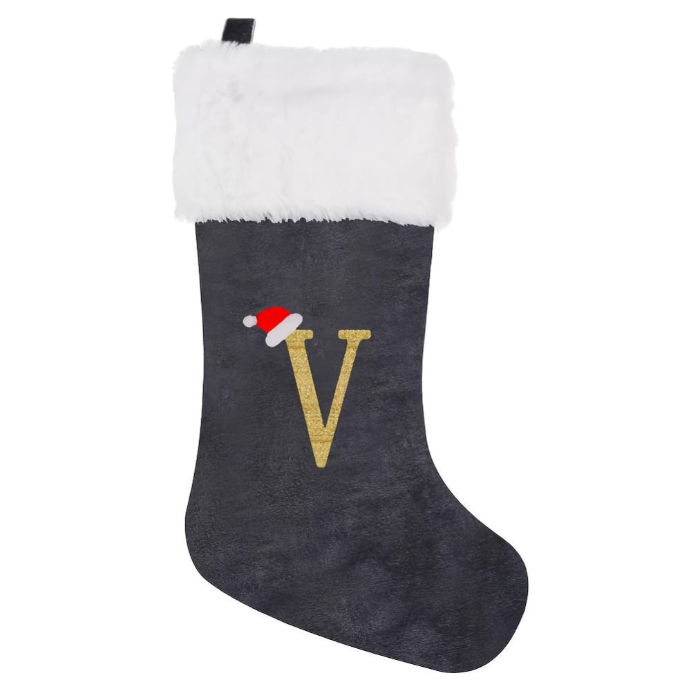 VelvetMonogram | Personalisierter Samt-Weihnachtsstrumpf für die Festtagsdekoration 24