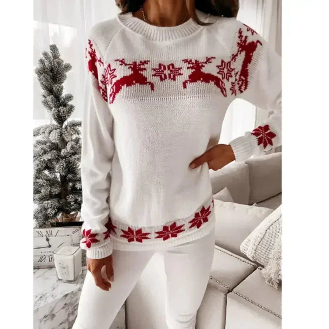 Warmer, festlicher Weihnachtspullover für Damen, gestrickt 2