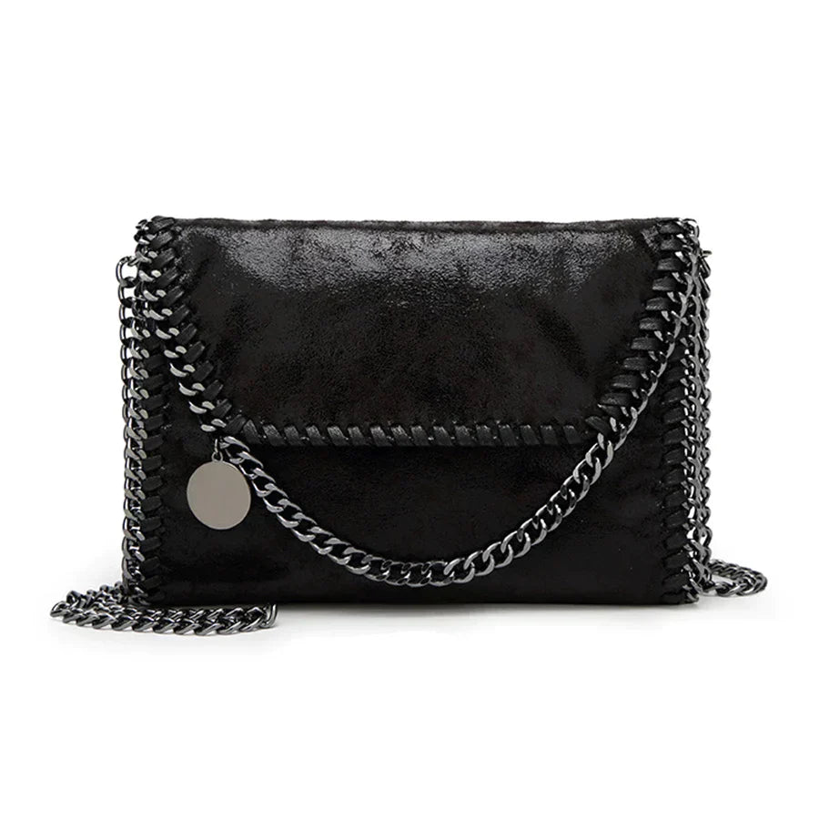 Lina – Elegante Wildleder-Clutch mit Kettendetail