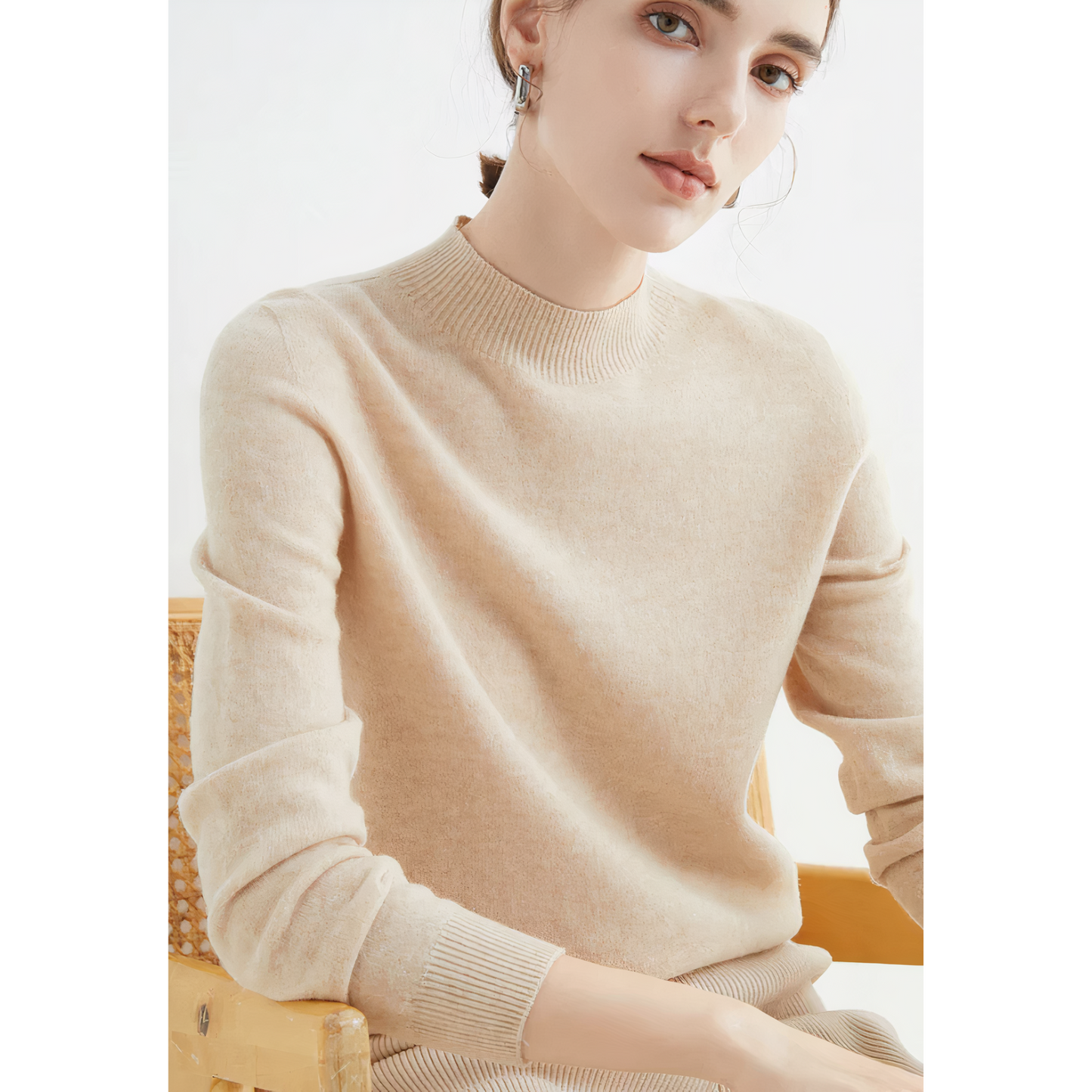 Faelyn – Luxuriöser Kaschmir Strickpullover mit Halbhohem Kragen