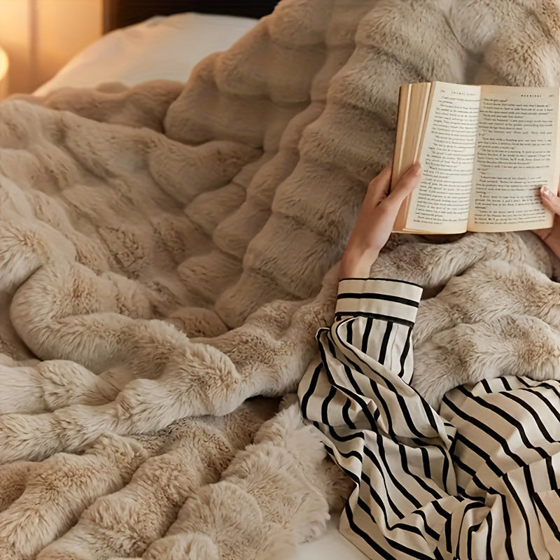 Faux-Kaninchenfell-Decke – Dick & Warm – Weiche Kuscheldecke für Zuhause