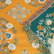 Blumen-Baumwolldecke mit Quasten und Vintage-Muster