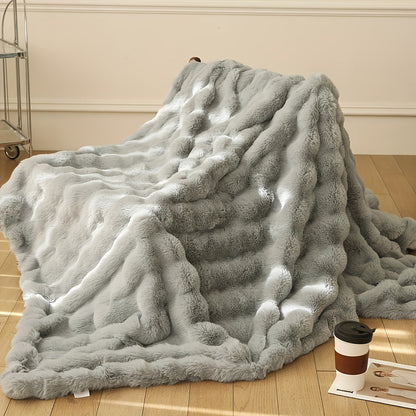 Faux-Kaninchenfell-Decke – Dick & Warm – Weiche Kuscheldecke für Zuhause