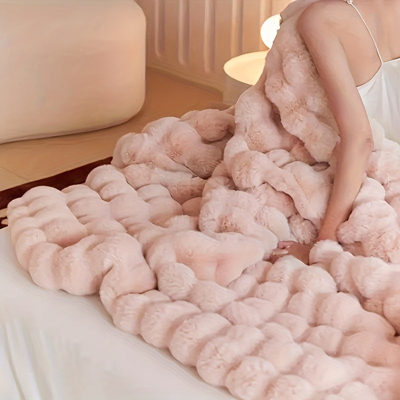 Faux-Kaninchenfell-Decke – Dick & Warm – Weiche Kuscheldecke für Zuhause