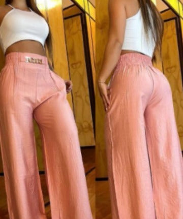 Amber Farbige Weite Hose für Damen