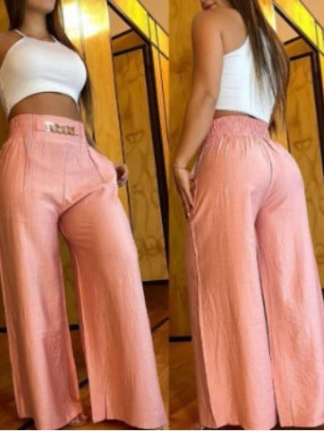 Amber Farbige Weite Hose für Damen