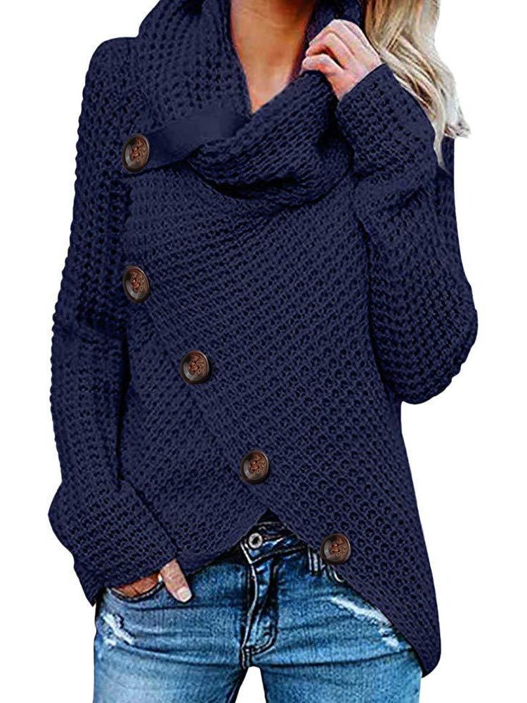 Keisha – Hochwertiger Wolle Strickpullover mit Rundhalsausschnitt in Blau