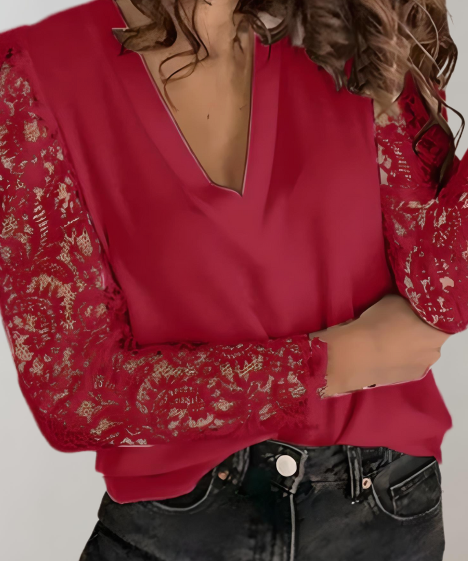 Alice – Elegant blouse with lace sleeves for women
